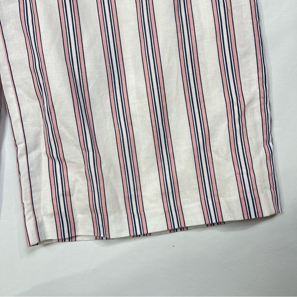 ❌SOLD❌ BANANA Republic Linen-Cotton Cropped Wide leg Striped Jumpsuit Pink white - Picture 7 of 13